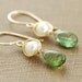 Green Stone Earrings, Apatite Pearl 14k Gold Fill Gemstone Handmade