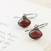 Red Oxblood Stone Earrings Sterling Silver, Mookaite Gemstone Earrings, Wire Wrap Handmade, aubepine