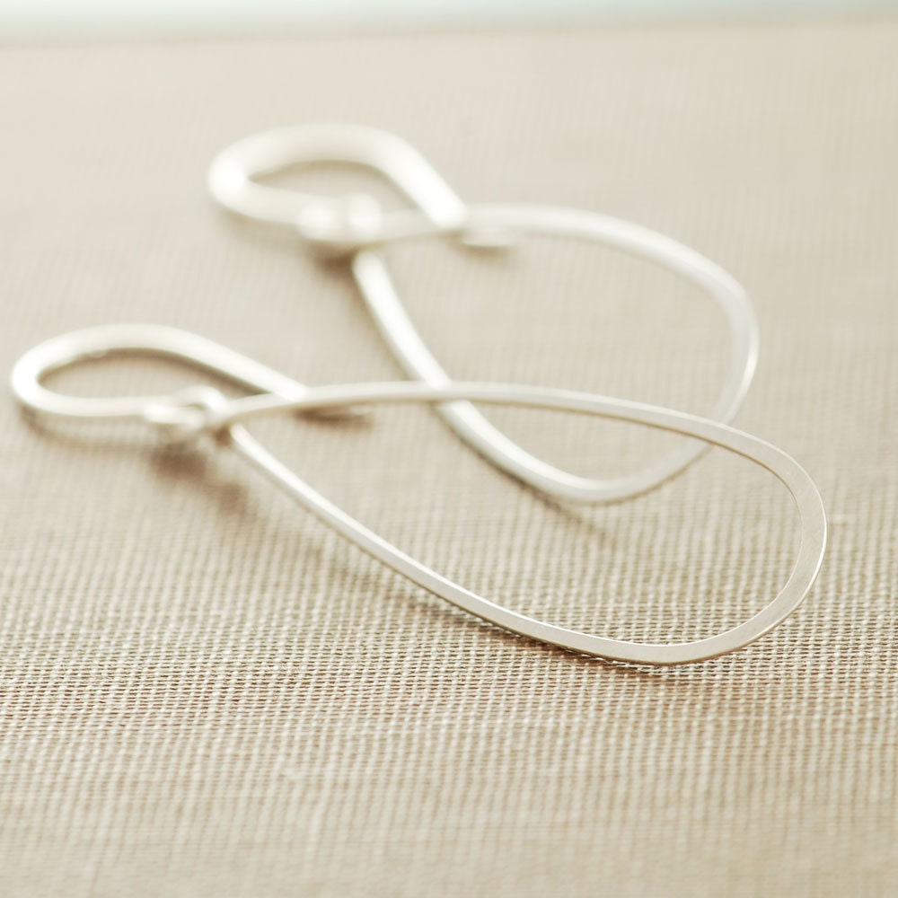 Sterling Silver Teardrop Earrings, Metal Hoop Earrings, Handmade Earrings, aubepine