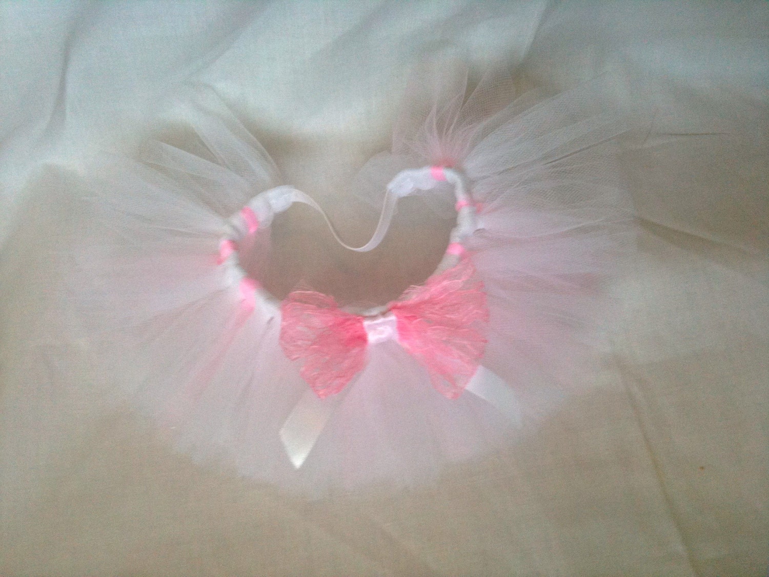 Pink and White Dog Tutu with Bow XS S M L
