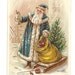 Rare Santa in Blue Vintage Christmas Postcard