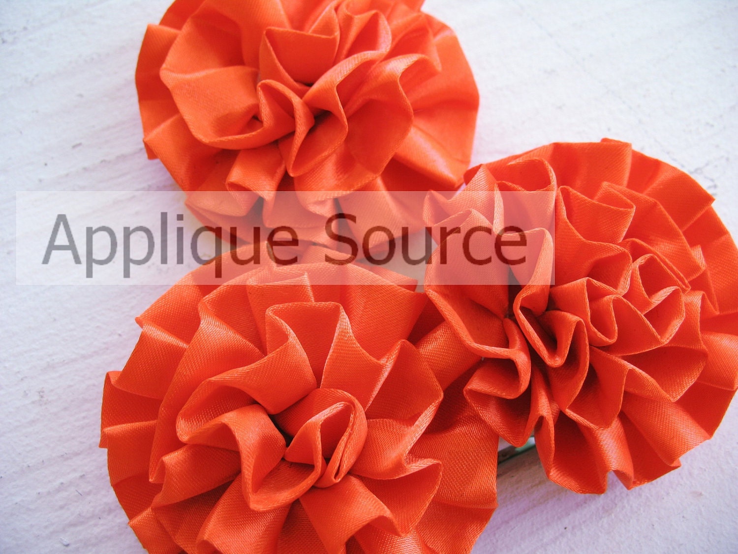 Satin Flower Puffs x 9 Orange