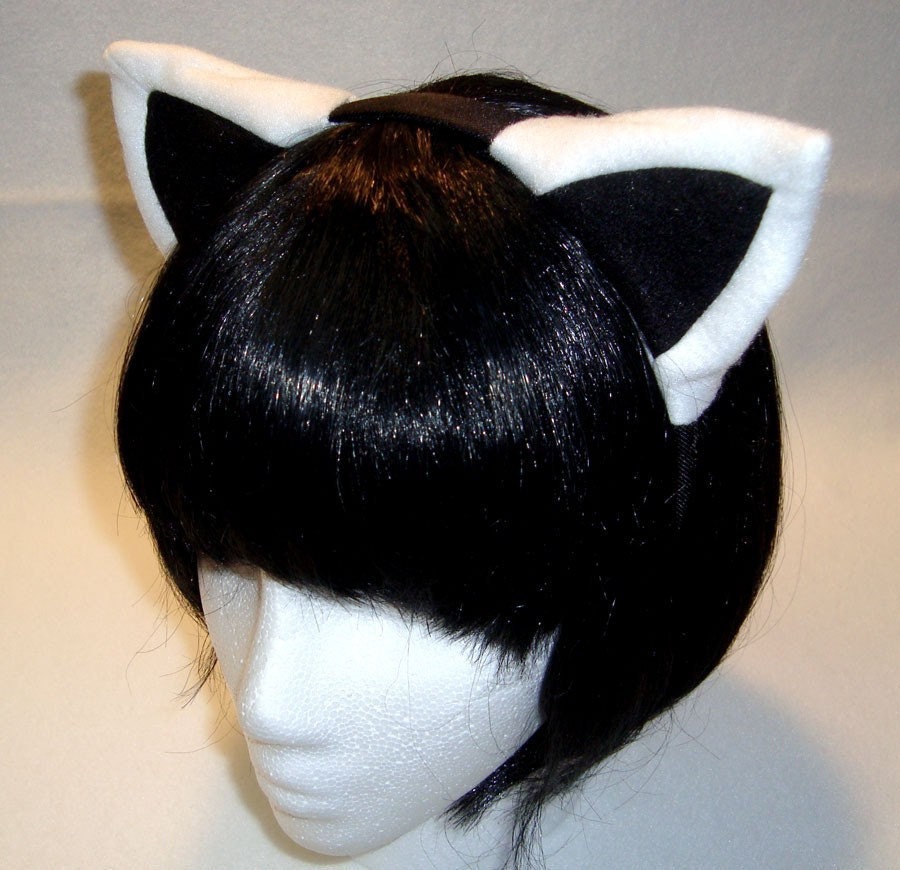 White/Black Kitty Ear Headband