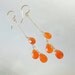 Orange earrings, Cluster earrings, Carnelian gemstone earrings, Long earrings