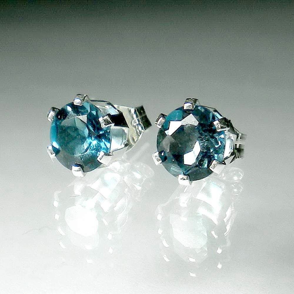 Blue Topaz Earrings London Blue Stud Post Wedding Something Blue