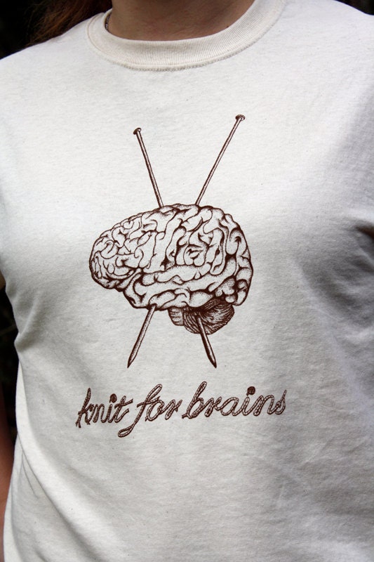 SALE Knit for Brains XLARGE Original Design Knitting Tee Shirt