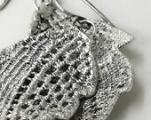 Petite  Vintage Lace Sterling Silver Leaf Drop Earring