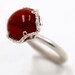 Red Carnelian Ring with Cast Lace Gallery Setting