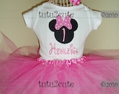 Mouse Birthday Tutu Outfit with Skirt, Great for Minnie 1st 2nd 3rd Birthday