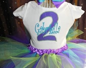 Birthday Tutu Outfit with Skirt under the sea life Little Mermaid, Boutique bow, head band, Great for Birthday CAN embroider monogram