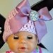 Organic Cotton Beanie Hat - Light Pink/Mauve Hat with Satin Bow and Rhinestone - Fancy Newborn Photo Prop