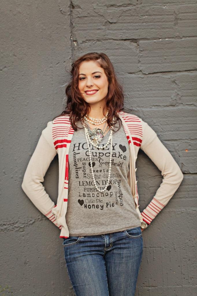 V-neck- Terms of Endearment- HONEY, Cupcake, Sweetpea organic cotton/boyfriend style XXS, XS.S.M.L