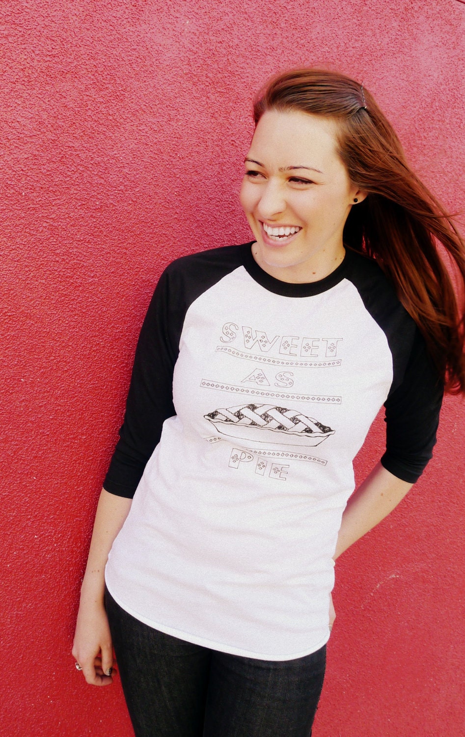 SWEET AS PIE baseball raglan tshirt- womens tee