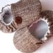 linen baby shoes 'Tom' soft baby shoe ..brown cream tan...newborn to 24 months...by birdy boots on Etsy