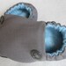 baby toddler soft shoes ...'Joe' ... Gray with Blue interior ... Newborn to 24 months sizing available...