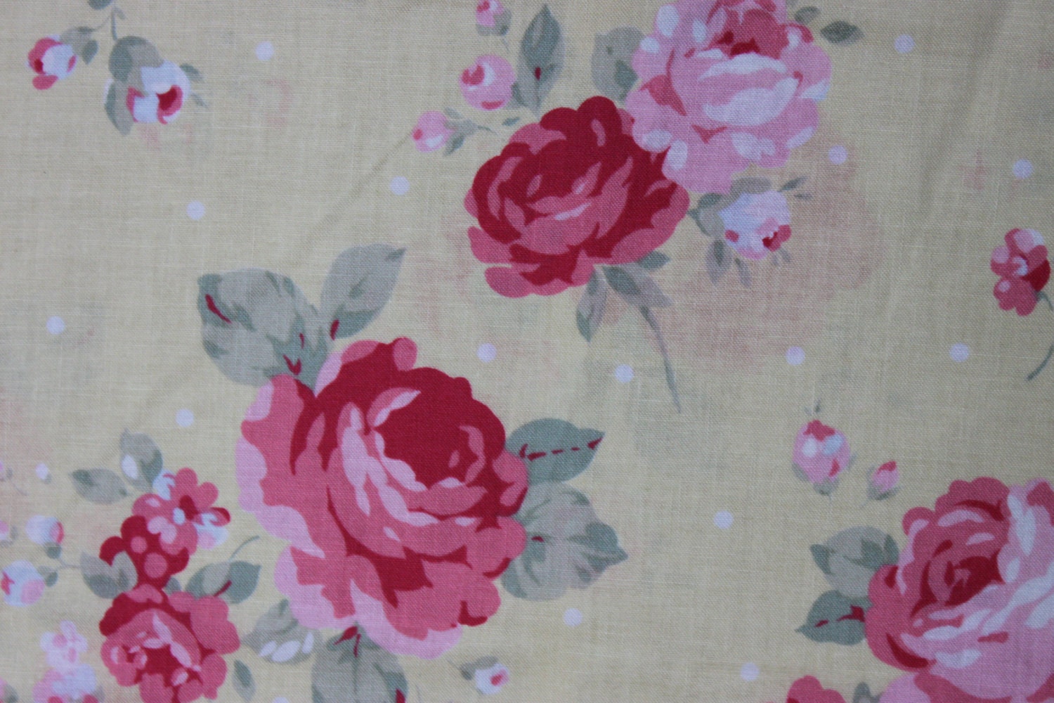 Princess Rose Cotton Fabric by Lecien 30279-50 Yellow  Pink Large Roses