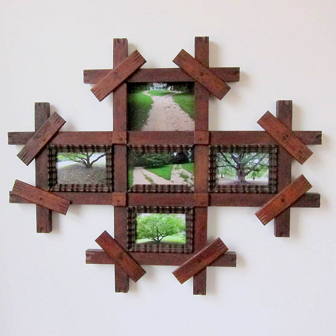 Vintage Tramp Art Picture Frame Adirondack by VintageSusanFletcher