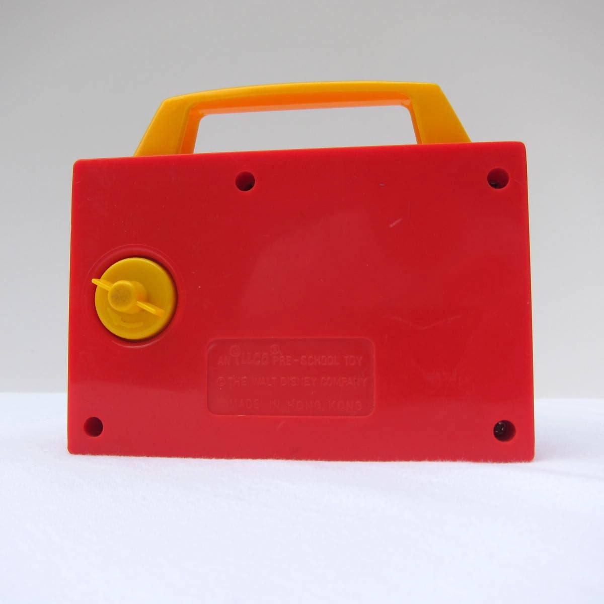 Vintage Toy Mickey Mouse Clock Radio 1960s Red Yellow Clock With Hands