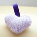 Soft purple knitted Valentine heart keyring