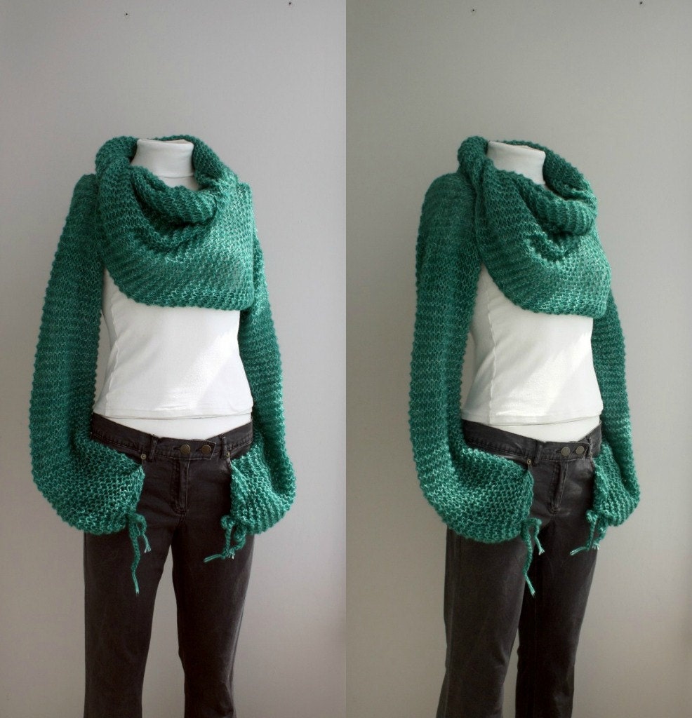 LAST One FREE Shipping  Green Bolero Scarf Shawl Neckwarmer ready to ship Valentines Day Gift Under 100 Handmade Gift For Women Girl Friend