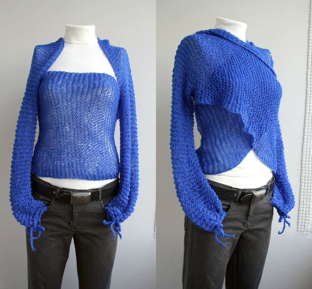 FREE Shipping Long Sleeve Cobalt Blue Bolero Scarf Shawl Neckwarmer Christmas gift under 100 For Lover