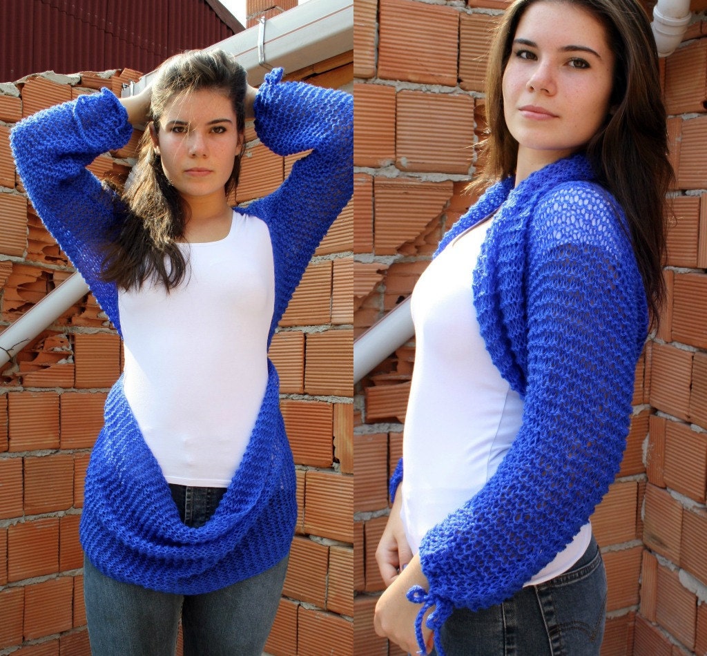 FREE Shipping Long Sleeve Cobalt Blue Bolero Scarf Shawl Neckwarmer Christmas gift under 100 For Lover