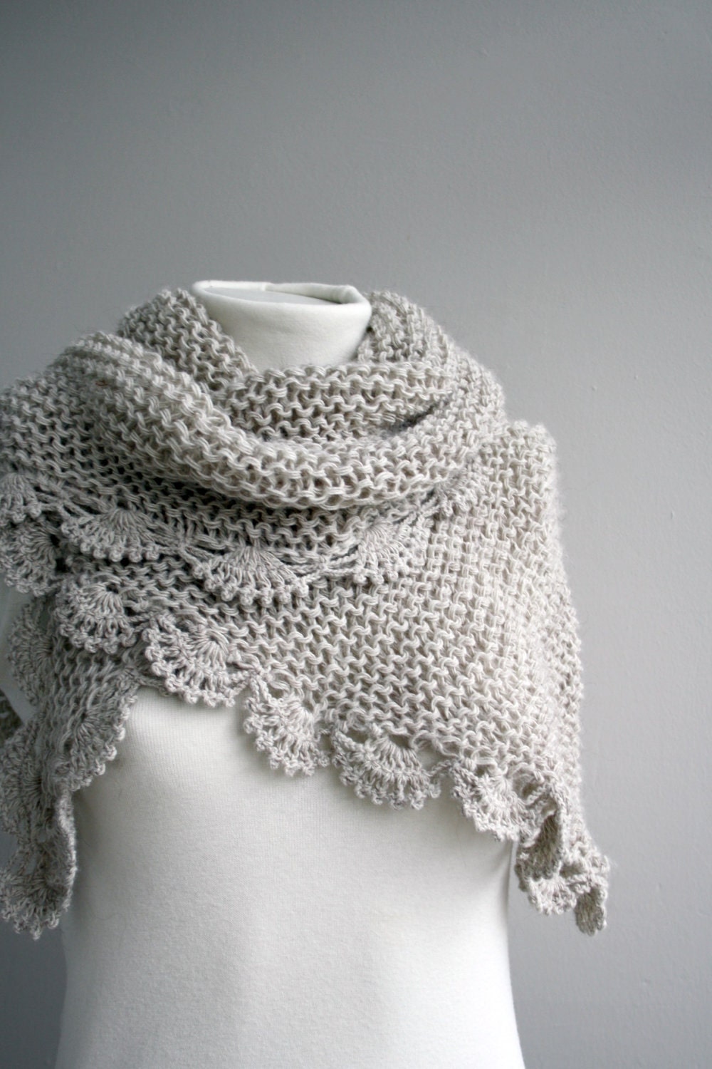 Free Shipping Handmade Beige Triangle  Midi Shawl scarf collar Capelet Cowl Mothers Day gift