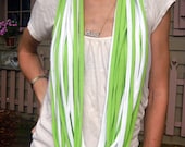 Jersey Tee Circle Scarf - Lime Green and White