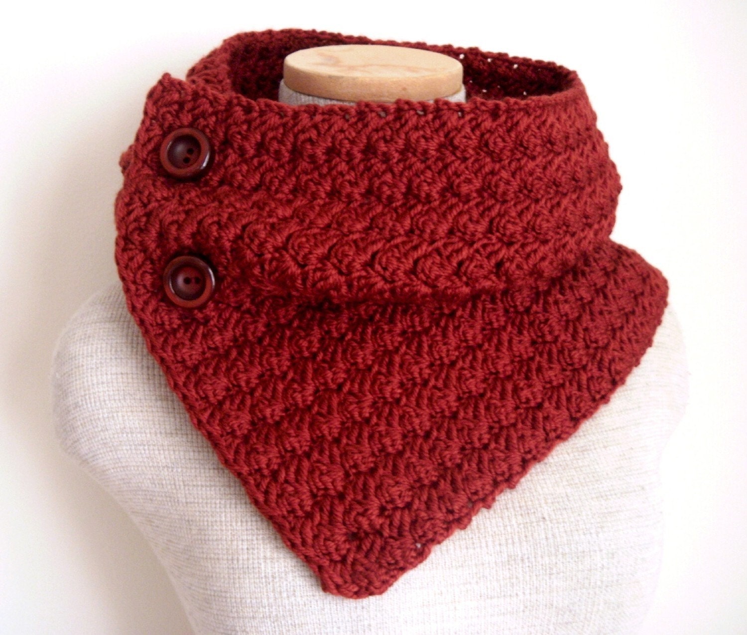 Button Up Cowl Neckwarmer Scarf in Paprika