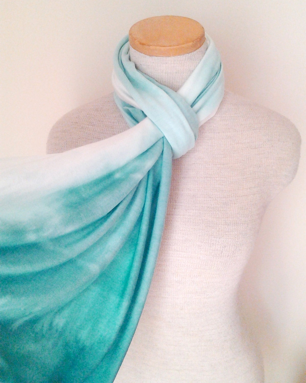 Dip Dyed Ombre Jersey Scarf - Teal