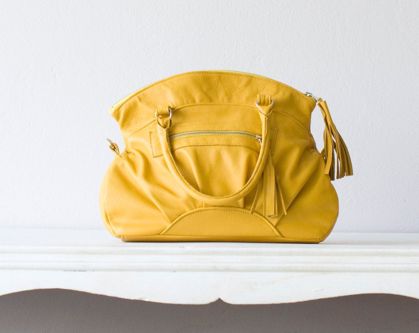 Leather handbag , shoulder bag , crossbody purse in Yellow  - Arethusa bag
