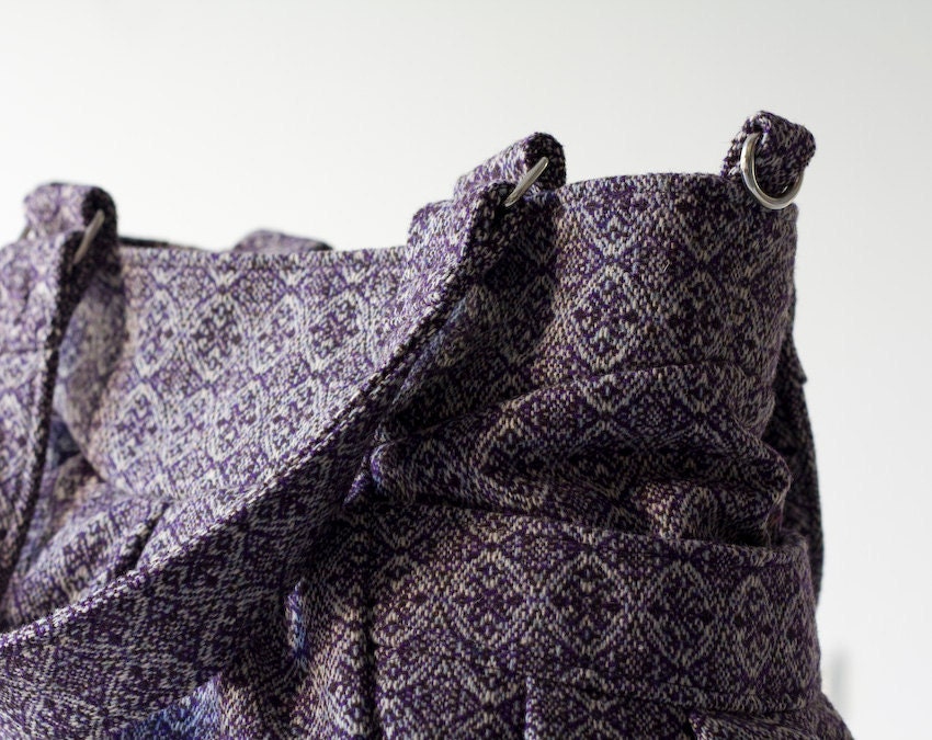 Purple Messenger bag , Shoulder bag , Crossbody bag in pattern wool - Elessa bag