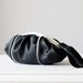 On Sale , Black leather clutch with white accents and pleats - Phaedra clutch