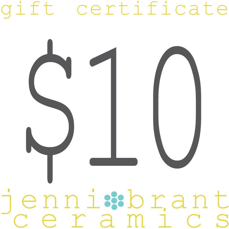 Gift Certificate for Beautiful Handmade Pottery