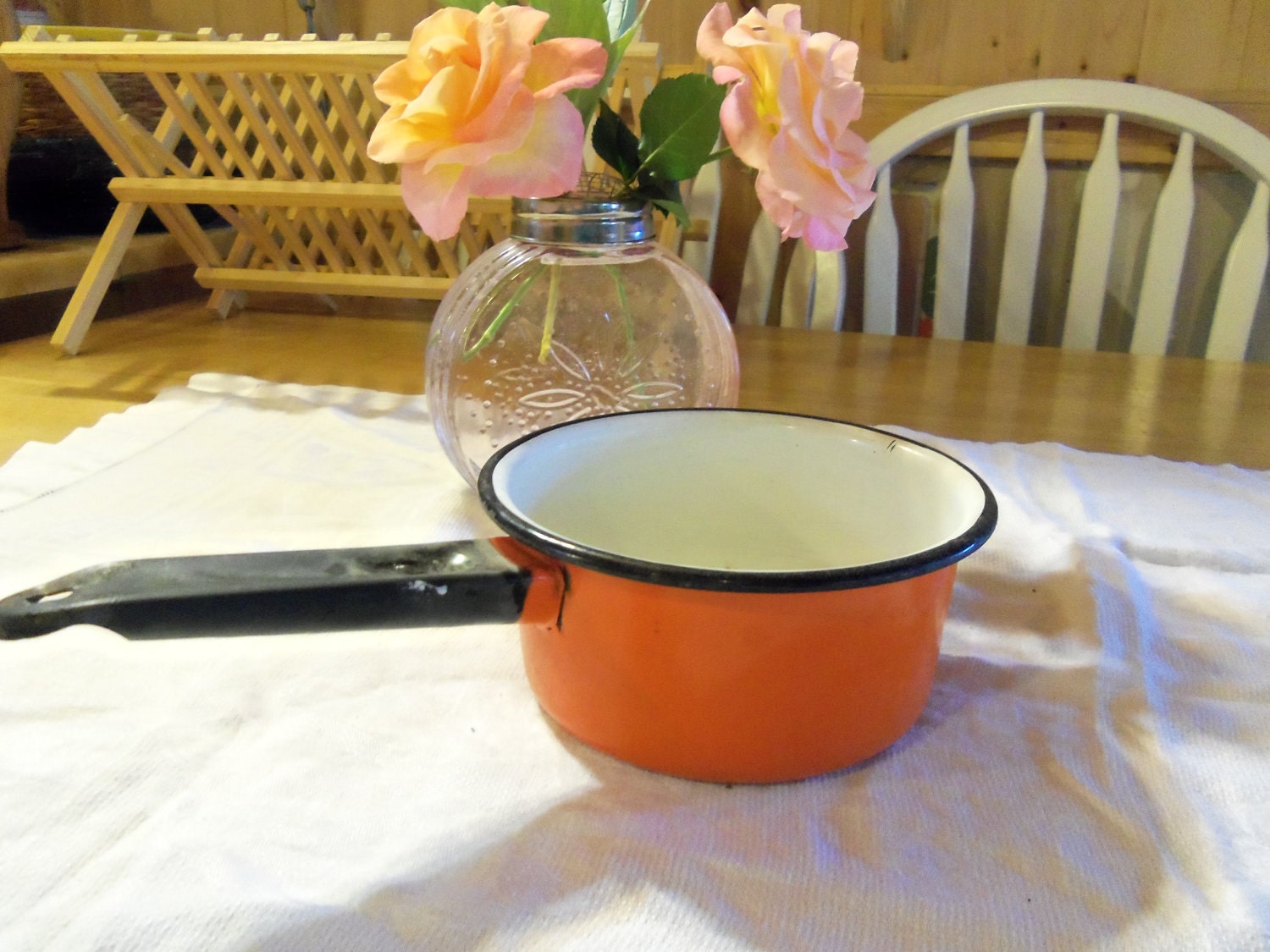 Enamelware Aumtum Orange Enamel Cookpot