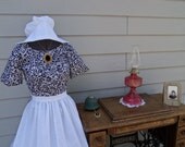 Ladies Colonial Dress Costume Civil War Pioneer Prairie Black and White Print