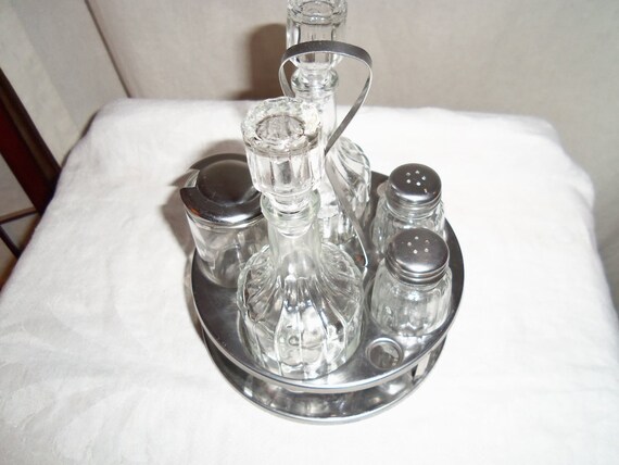 Vintage Cruet set with Oil Vinegar salt by Thesewingcottageusa
