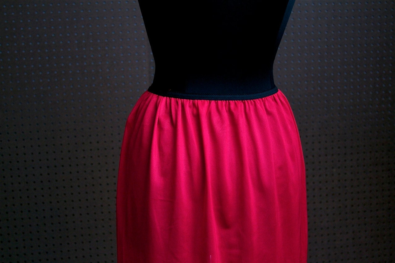 Vintage Neon Red Slip - "Midnight Hour" Underskirt Petticoat