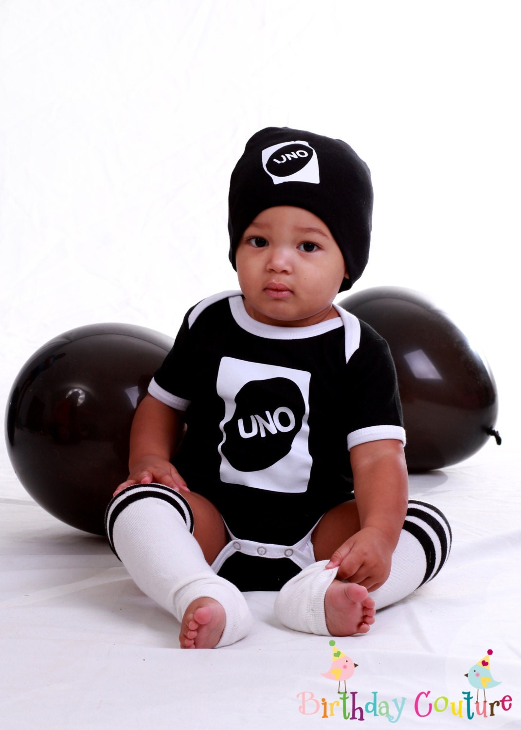 UNO First Birthday Black Skull Cap - Cute hat for boys or girls turning one -
