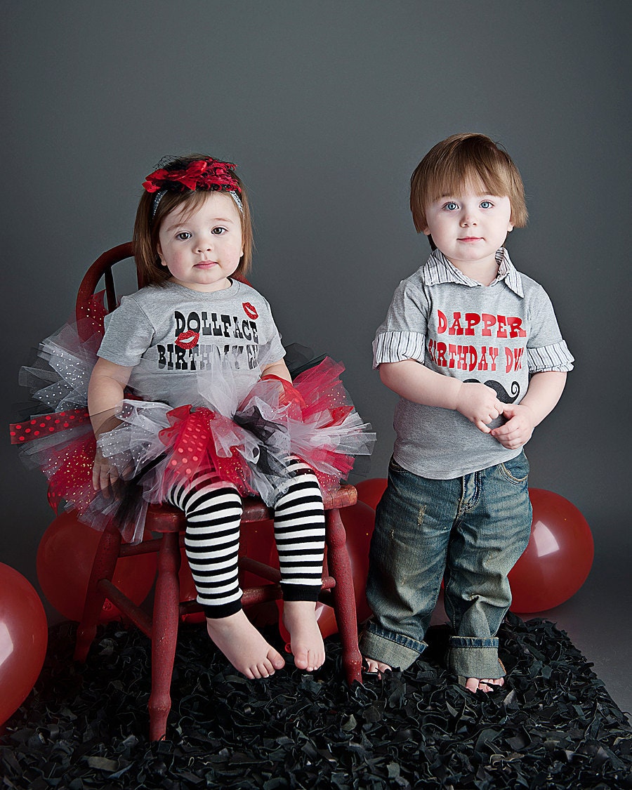 Dapper Birthday Dude Tee - For Little Man, Mustache Birthday Party - Size 6 Months - 5T