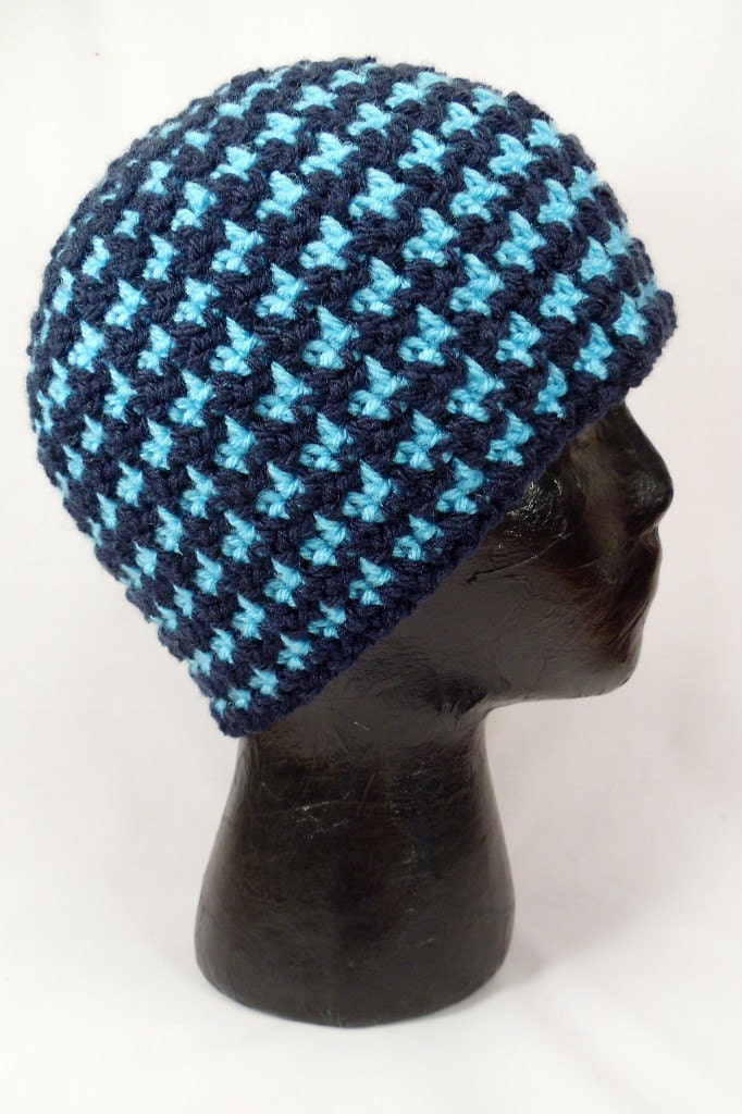 CROCHET HAT PATTERN - Reversible Houndstooth Beanie