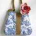 Provence blue toile tote bag with burlap