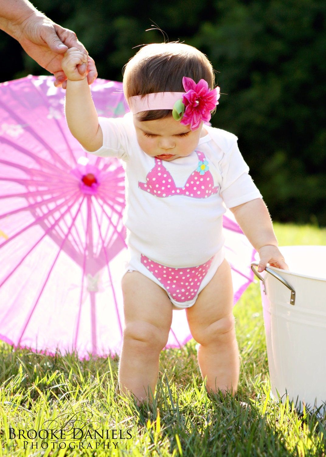 Pink White Polka dot Bikini Onesie
