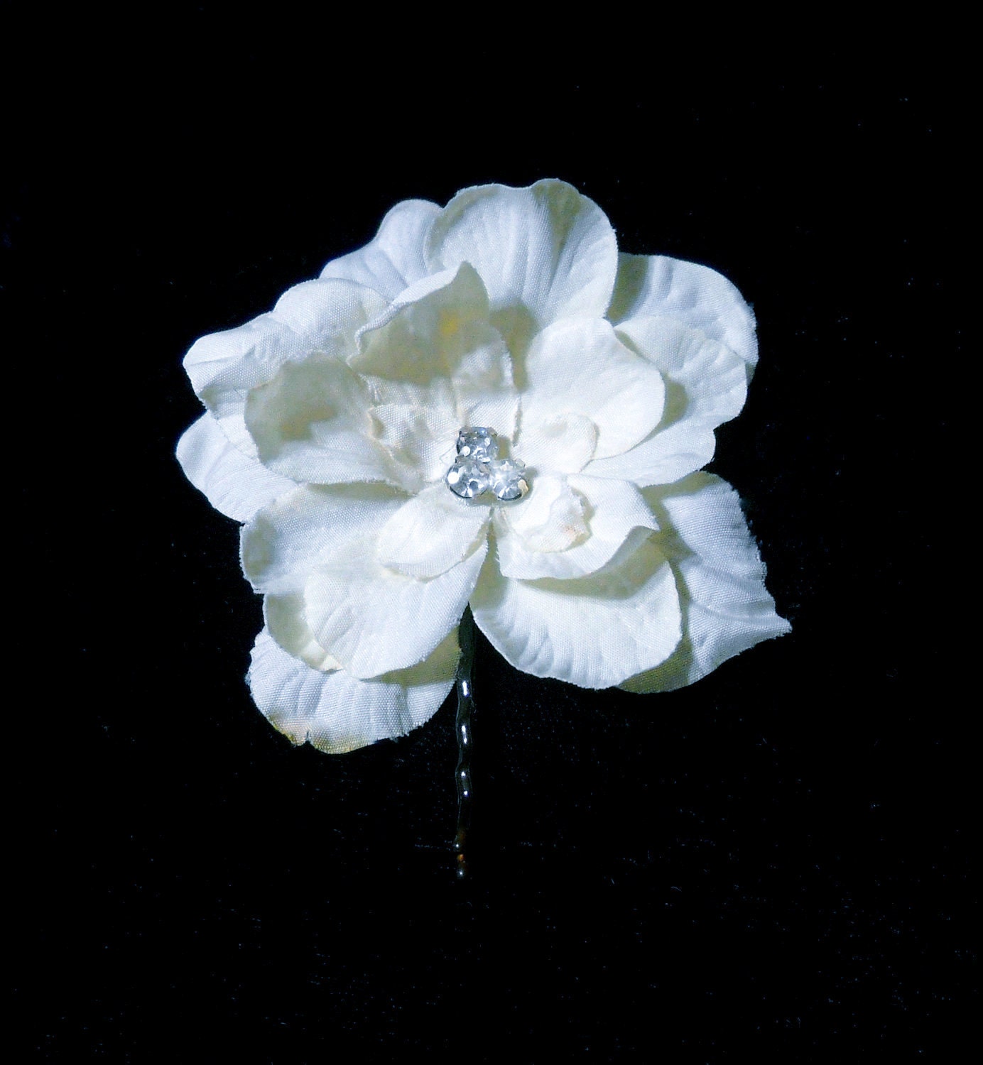 white Wedding bridal hair flower accessory Hair pin flower hair silk flower hairclip bridal hair accessory rhinestone bling crystal