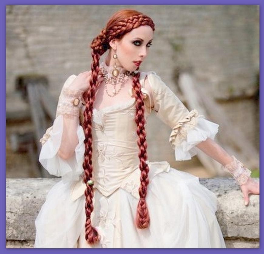 hair Medieval Renaissance costume wig SCA ren faire garb long 2 Braid hair extensions princess wig hair falls accessories synthetic hair