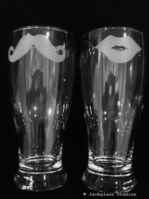 His and Hers Pub Pilsners by Jackglass on Etsy
