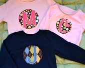 Big Sister/ Little Sister/ Big Brother/ Little Brother/ Sibling Initial Shirt and Onesie Set of TWO