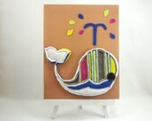 Kids art canvas, Children nursery wall art, Original illustration, Baby girls/boys wall decor, Colorful & Bright Art for Kids, Whale in felt