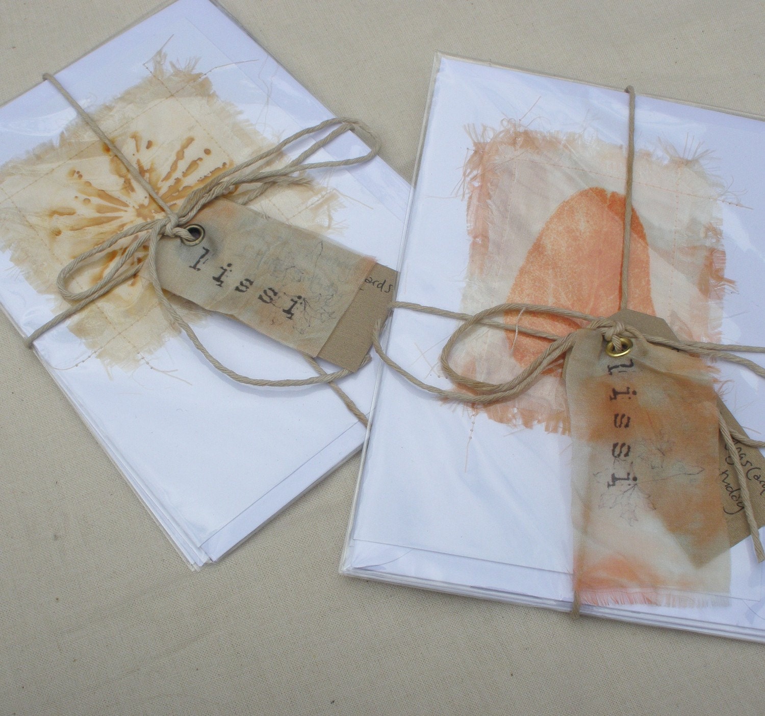 Pack of Three Naturally Dyed/ Printed Greetings Cards