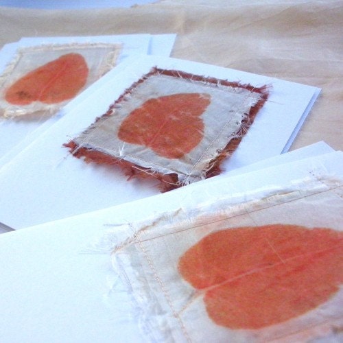 Pack of Three Naturally Dyed/ Printed Greetings Cards